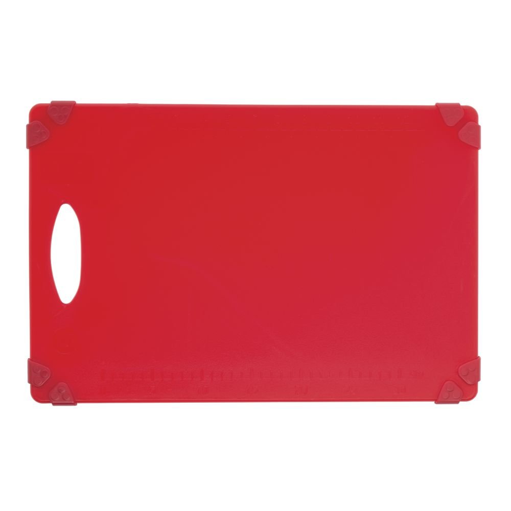 Kratos by Red Cutting Board with Grippers - 12"L x 18"W x 1/2"H by HUBERT – Plastic, Red, Model 1218-CL-RD