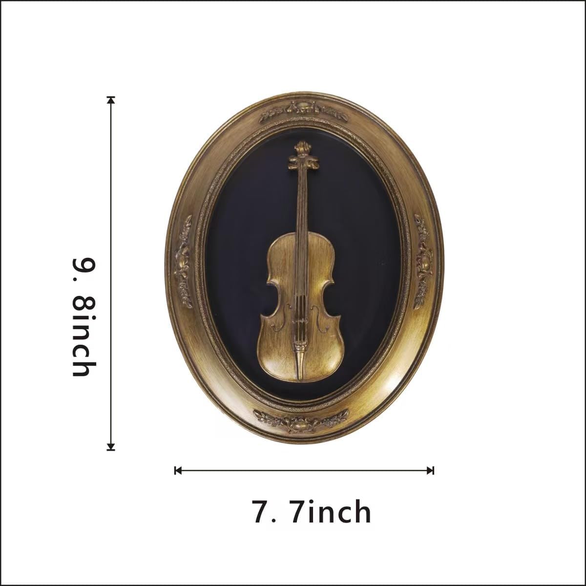 S-MANTIS Vintage Wall Sculpture,Antique Pediment,Hallway Art,Hand Painted Instrument Decoration Accent Artworks for Indoor Kitchen Bedroom Living Room Office Outdoor Garden Patio Oval (Bronze Violin)