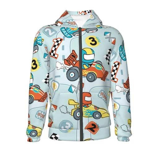 Cartoon Car Racing Kids Pullover Hoodies Boys Zip Up Sweatshirts Girls Athletic Clothes with Pocket2
