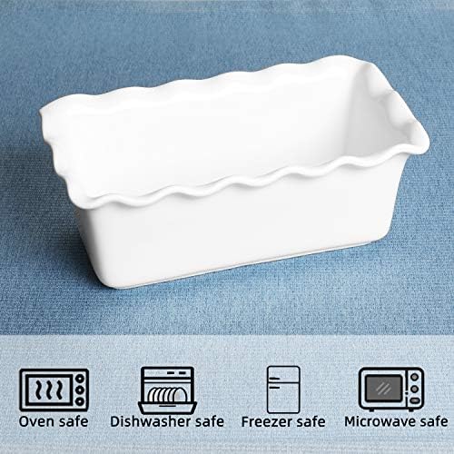 HAOTOP Porcelain Nonstick Baking Bread Loaf Pan, 8.5 x 5 Inch, White - Thumbnail 4