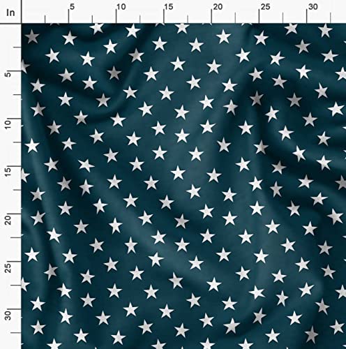 Image of Soimoi Blue Silk Fabric Stars Star Printed Craft Fabric by The Meter 44 Inch Wide