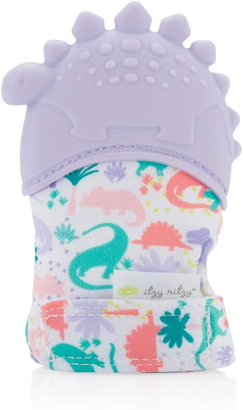Itzy Ritzy Silicone Teething Mitt - Soothing Infant Teething Mitten with Adjustable Strap, Crinkle Sound & Textured Silicone to Soothe Sore & Swollen Gums - For Ages 3 Months & Up (Cactus)