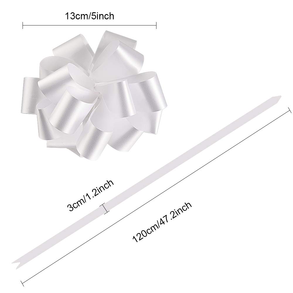 Faburo 80pcs Nœuds Automatiques à Tirer en Ruban Blanc pour Mariage Décoration
