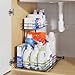 LAMU Under Sink Organizers and Storage, 2 Tier Bathroom Kitchen Cabinet Organizers, Pull Out Under Sink Storage Kitchen Shelf Organizer for Under Counter Storage