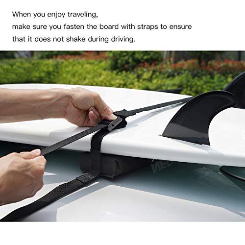 Neolife Soft Roof Rack Pads with Single Wrap-Rax Straps for Surfboard, SUP Paddleboard, Snowboard, 28 (Pair) Blue