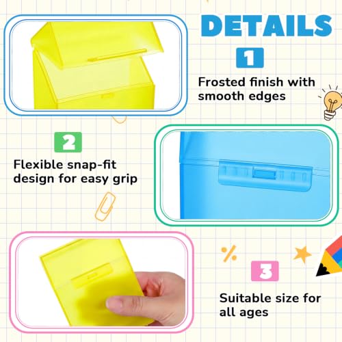 Image of Clabby 2 Pcs Clear Plastic Crayon Boxes Hold 24 Count, Blue,Yellow