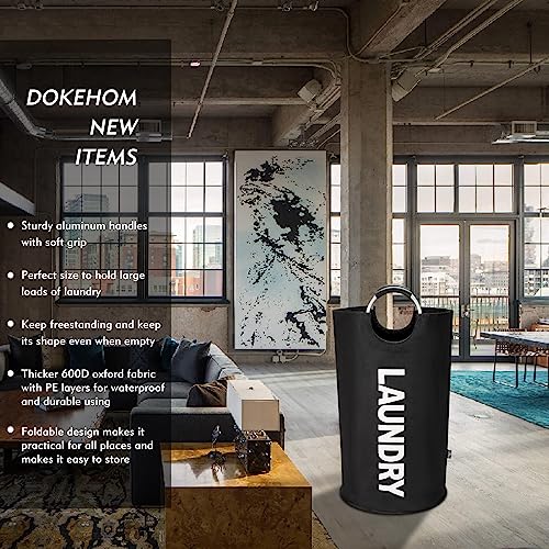 Dokehom 90L Large Laundry Basket, Collapsible Laundry Bag, Freestanding Tall Clothes Hamper, Foldable Washing Bin (Black) #TOP1
