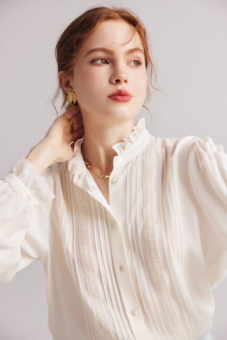 Women's Stand Collar French Silk Blouse for Women