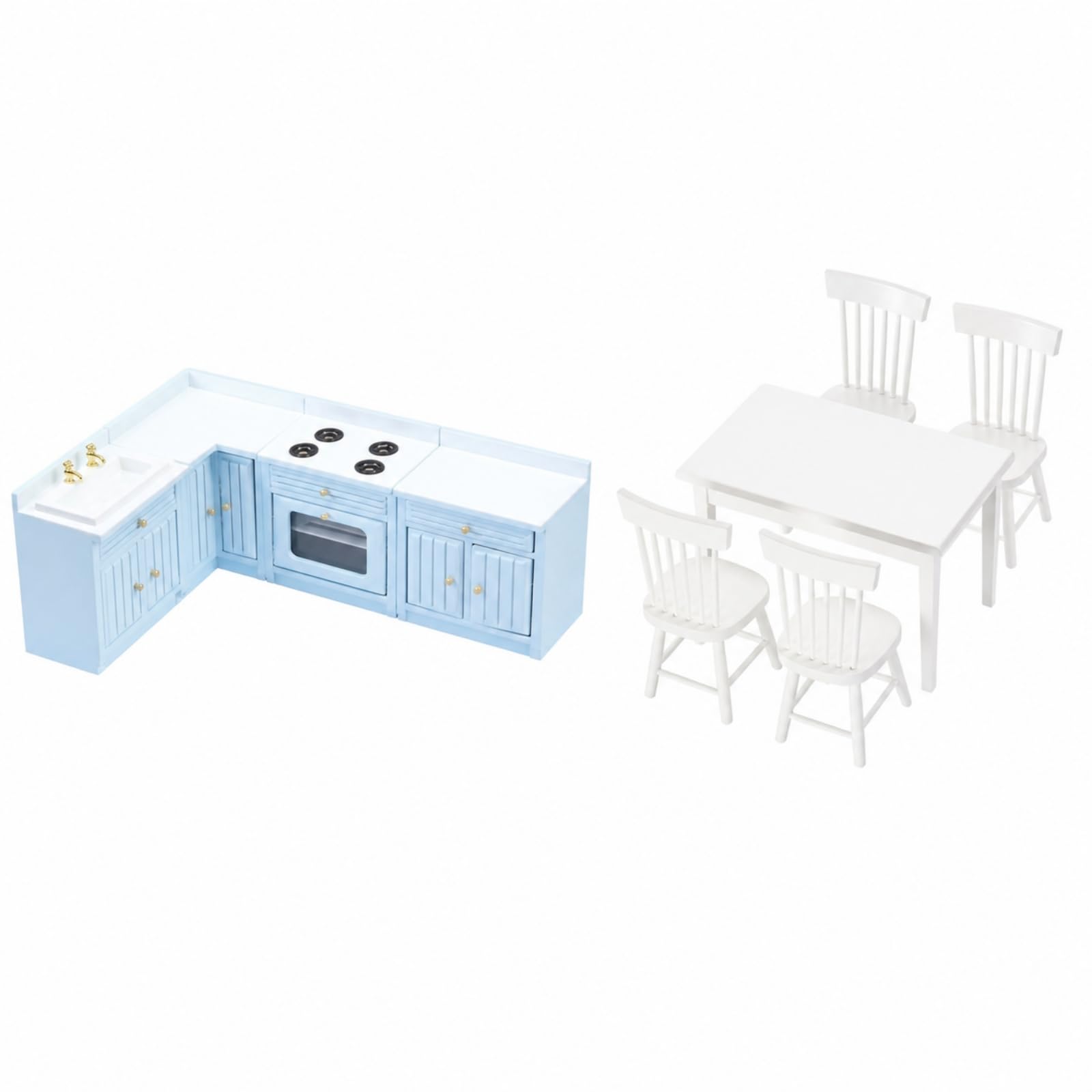 Set e Sala da Pranzo in Miniatura 1:12 Kit in Miniatura con Sedie e Accessori Compatto per Gioco Immaginativo,