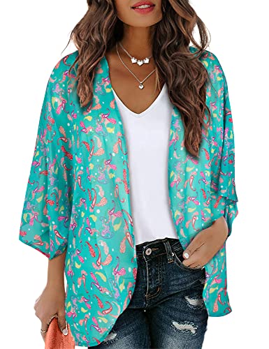 Image of Chunoy Women Short Sleeve Chiffon Kimono Beach Swimsuit Cover Up