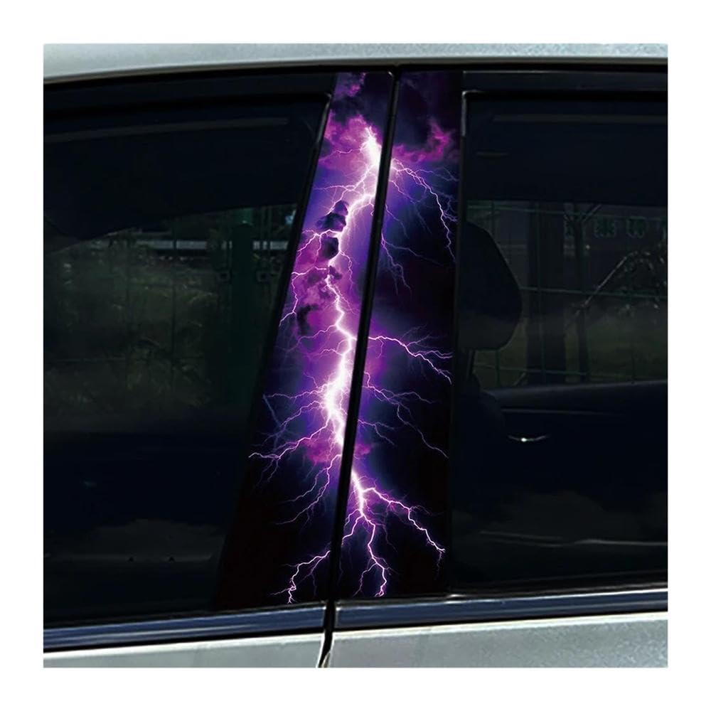 Decorative Items 2PCS Cool Lightning DIY Car B-Pillar Stickers Cover Scratches Waterproof Decals(D)