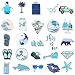 WOCOCO VSCO Waterproof Blue Stickers for HydroFlask Laptop Water Bottles, Cute Trendy Vinyl Stickers for Computers, Guitar, Skateboard (50 Pack)