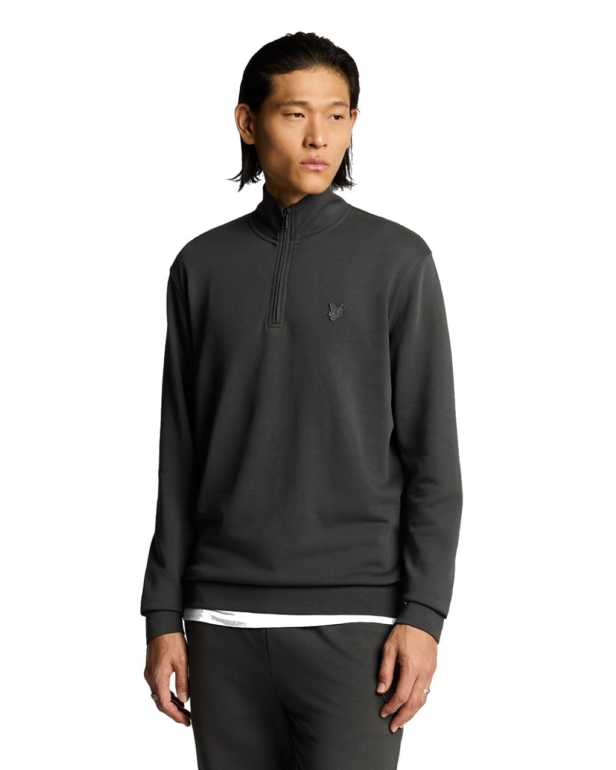 Lyle & Scott Men's W635 Gunmetal Superfine Quarter Zip Cotton Sweater - Gunmetal - L
