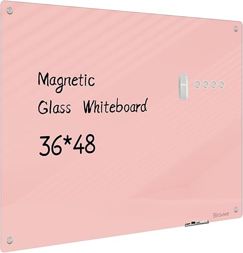Miniatura 19 de Pizarra magnética de vidrio – Pizarra de cristal de borrado en seco de 48 x 36 pulgadas, gran tablero de vidrio sin marco para paredes, oficina,