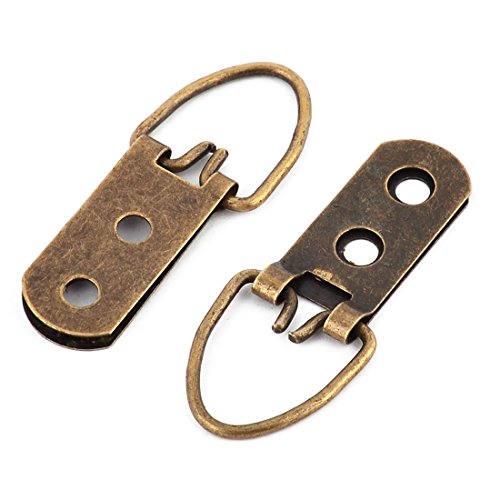 Image of Aexit 49mm Length Nails, Screws & Fasteners Triangle D-Ring Picture Frame Hanging Hangers Hooks Bronze Tone Picture Hangers 30 PCS