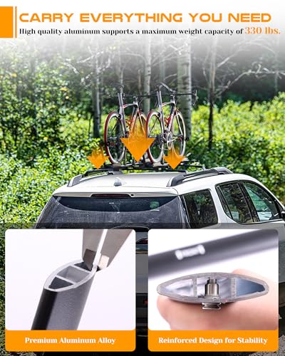 Image of Roof Rack Cross Bars Fit for 2017-2023 GMC Acadia with Side Rails, Easy Install 220 lbs Aluminum Crossbars Cargo Carrier, Rooftop Accessories for Bike Kayak Surfboard Skis Luggage