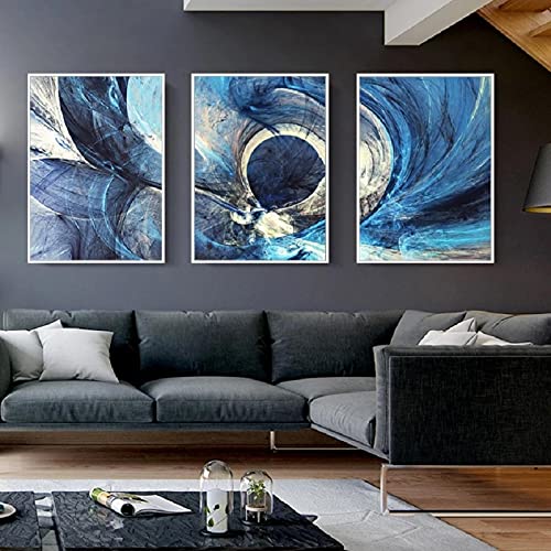 Lienzo abstracto azul 50x70cm cuadro moderno de acuarela para pared 6