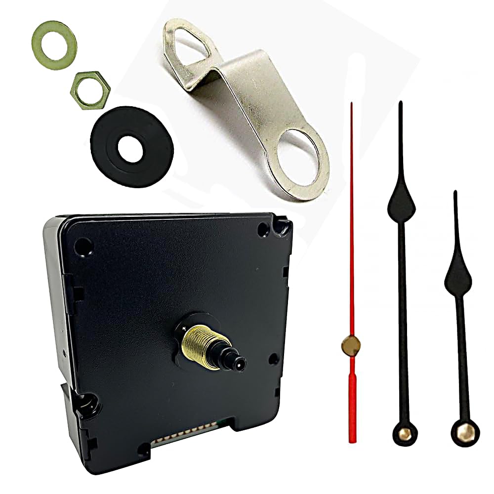 Dans Clock Shop Black Ticking Battery Operated Automic Uk Radio Controlled Clock Movement Mechanism/Motor Quartz Msf Signal (1, 110Mm Metal Hands)