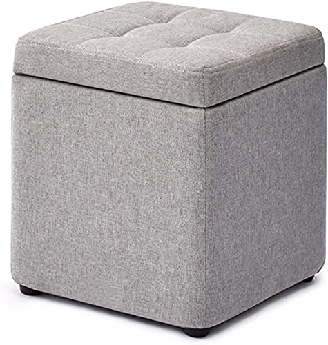 Pouf repose-pieds coffre de rangement beige de 30,5 cm pour entrée et salon