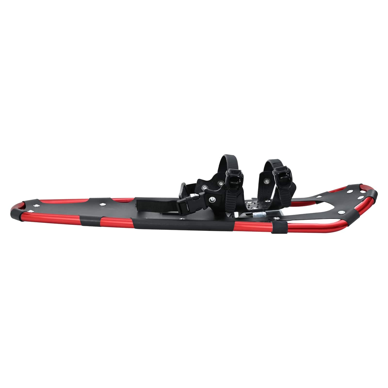 Set di racchette da neve con bastoni da trekking regolabili e borsa per il trasporto, telaio in alluminio, racchette da neve antiscivolo, per taglie 38-48, argento e nero