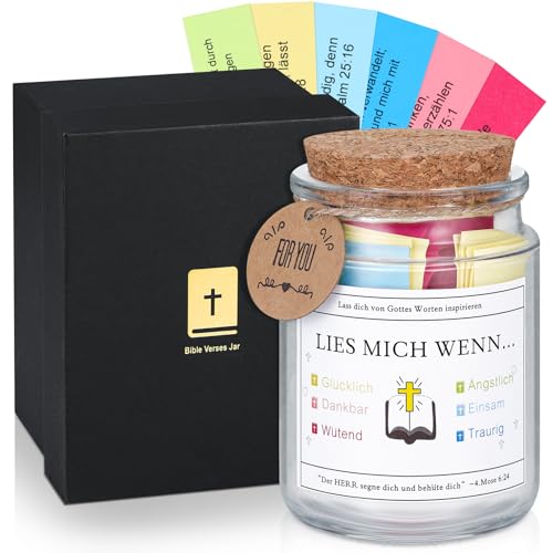 Zocipro Bibelverse im Glas, Deutsch LIES MICH WENN Bibelglas, Bible Verses Jar Bibelsprüche mit 90 Farbigen Bibelversen, Ostern Christliche Mutmacher Geschenke (Deutsch)