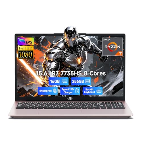Image of NIMO Gaming Laptop, AMD Ryzen 7 7735HS (8-Core Beats i7-12650H), 16GB DDR5 256GB SSD, 100W PD, Radeon 680M 15.6 inch FHD Backlit KB Fingerprint Computer for Business Gaming College School