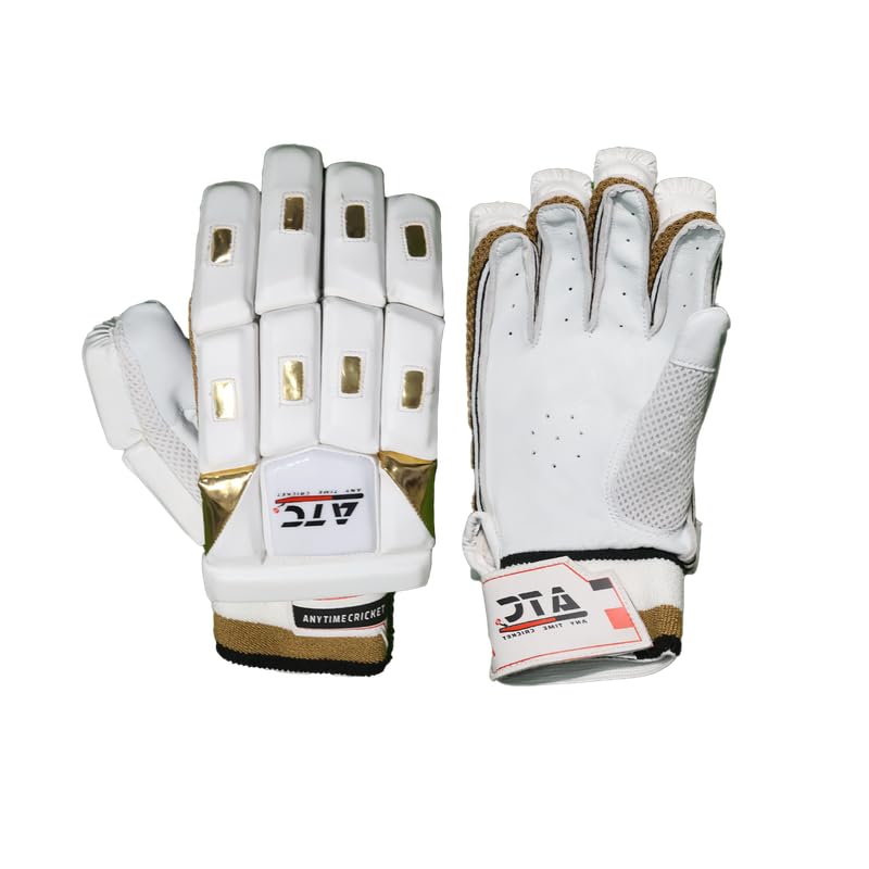 ATC Cut Batting Gloves – Premium Cricket Gloves with Superior Grip, Breathable Comfort & Finger Protection – Ideal for Professional Cricketers White with Gold-image-34