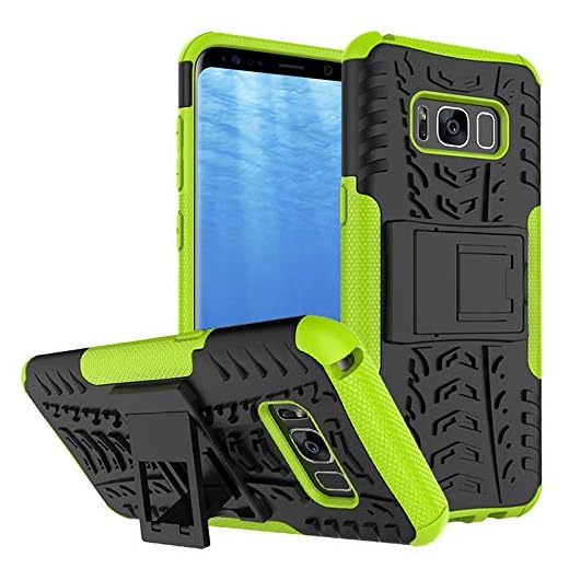 Yiakeng Funda Samsung Galaxy S8 Carcasa, Galaxy S8 Funda, Silicona a Prueba de Choques Protector con Kickstand para Samsung Galaxy S8 (Verde)