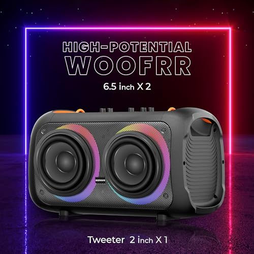Image of GIZMORE Trolley Speaker T3000 Drumm 60 W Bluetooth Portable Party Speaker Up to 4 hrs Playtime with Digital LED Display, RGB Lights, Multi Connectivity USB, FM, AUX, SD Card and Wireless MIC