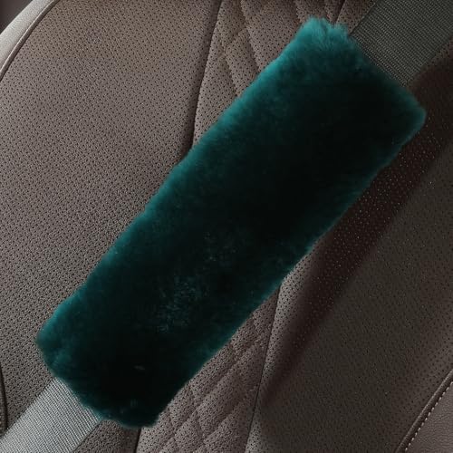 Image of OGLAND 2 Pack Sheepskin Car Seat Belt Cover Pads | Wool Seatbelt Cushions
