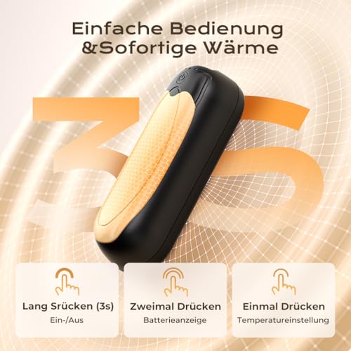 VOSFEEL Handwärmer Elektrisch 2er-Pack, Magnetische Handwärmer 3 Einstellbaren Heizmodi… – Ansicht 4