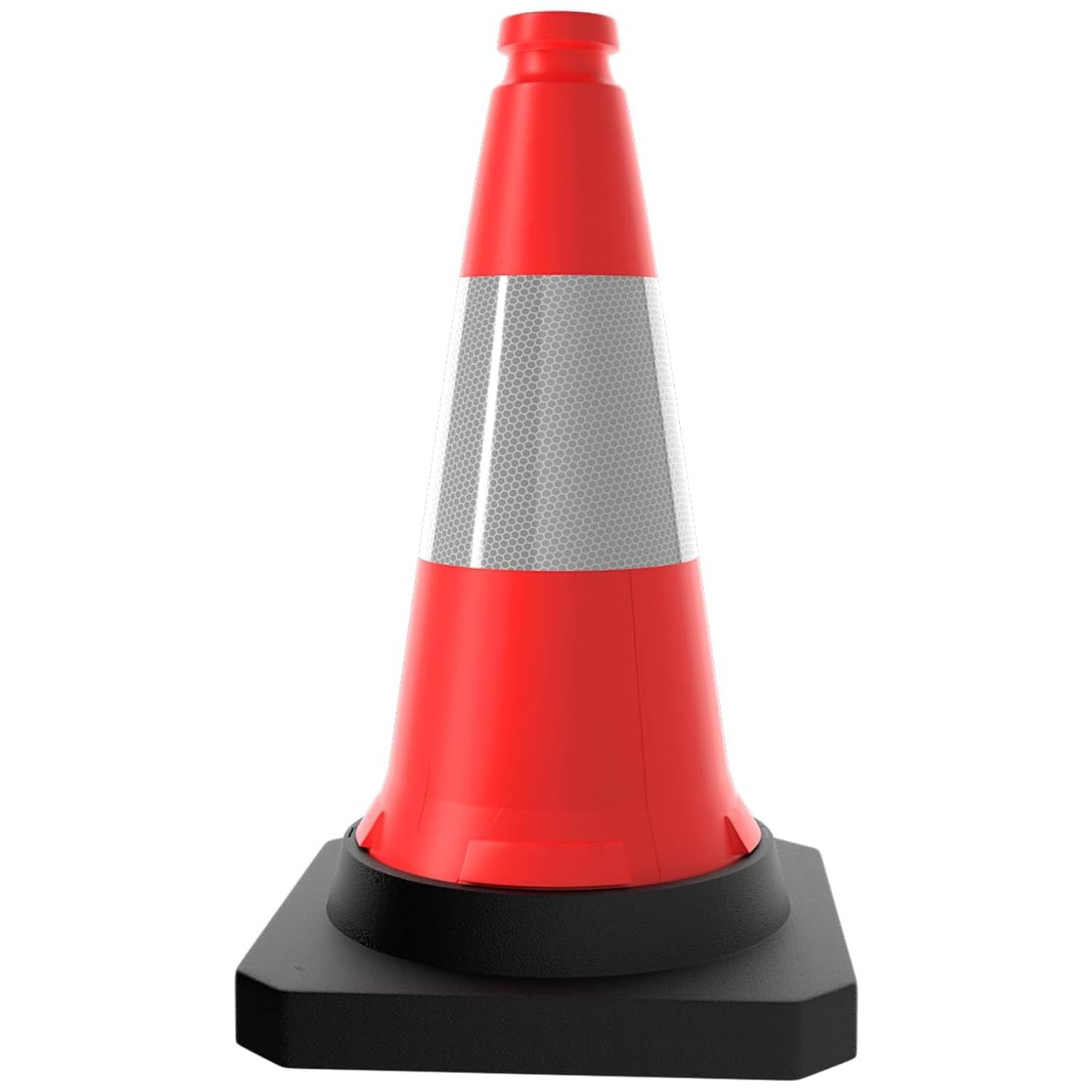 Berry Traffic Cone 500 MM | High Visibility Reflective Red Safety Cone with Black Weighted Base | Wind Resistant PE Road Cone for Driveway, Street, Parking & Construction Use - 1 Cone