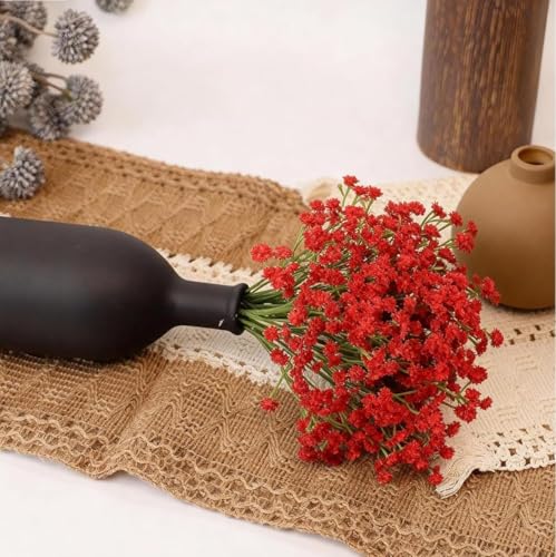 Image of VRB Dec 20 Pcs Artificial Baby's Breath Flower Bunch,Gypsophila Bouquets Flower Sticks for Vase,Flowers for Vases, Decoration Items for Living Room,Home Decor,Chritmas (20 Pcs - Red Gypsophila)