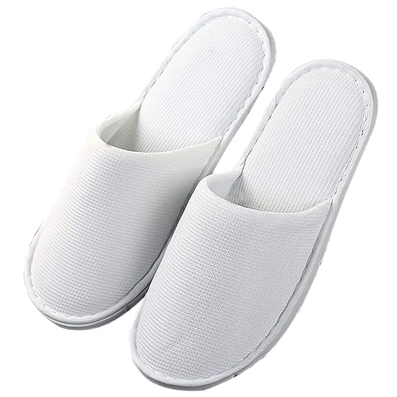 Kalpanas Disposable Slippers/Cotton Closed Toe Hotel, Salons, Spa White Slippers for Women and Men/Breathable Non-Slip Slippers for Hospital, Guests, Travel Free Size (Pack of 12) (B0D4MGPYJX) Amazon Price History, Amazon Price Tracker