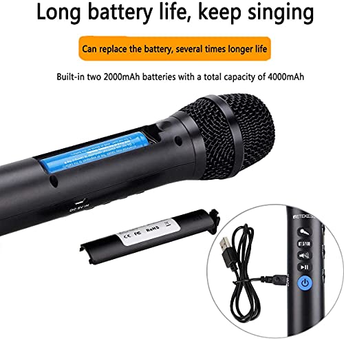 Retekess TR617B Draadloze Microfoon met Bluetooth DSP Sound Handmicrofoon met Draadloze Opname 4000mAh-batterij - Image 6