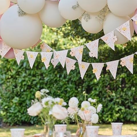 Ginger Ray Pink Floral Bunting Garland 5m Cover