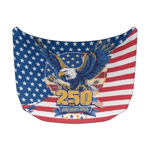 Image of Hood Cover Protector for Car, Stretchable Auto Hood Wrap Blankets, USA 250th Birthday and Bald Eagle Waterproof Automotive Accessories for SUV Sedans Trucks (59x39 inches)