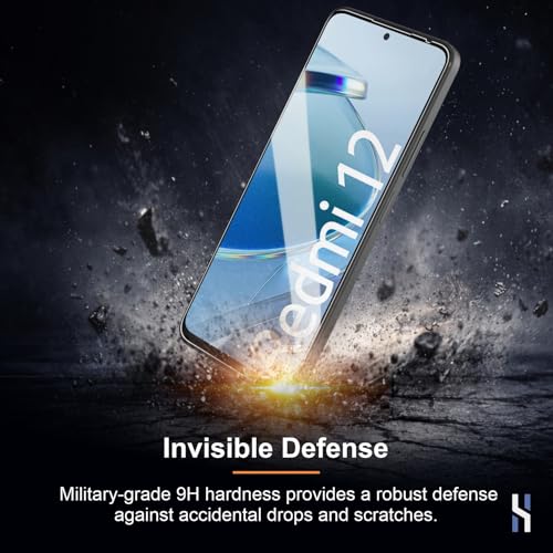 Image of Tempered Glass for Redmi 12 | Redmi 13 | Poco M6 Plus (6.79 Inch) Military Grade 9H Screen Guard, Anti-Scratch, Shatterproof, Edge-to-Edge Full Coverage - Black Border