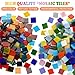 Aunifun 800Pcs Mixed Color Mosaic Tiles, Stained Transparent Glass Mosaic Pieces with Organizer Box for DIY Crafts Home Decoration, Square Shape, 0.4 Inch