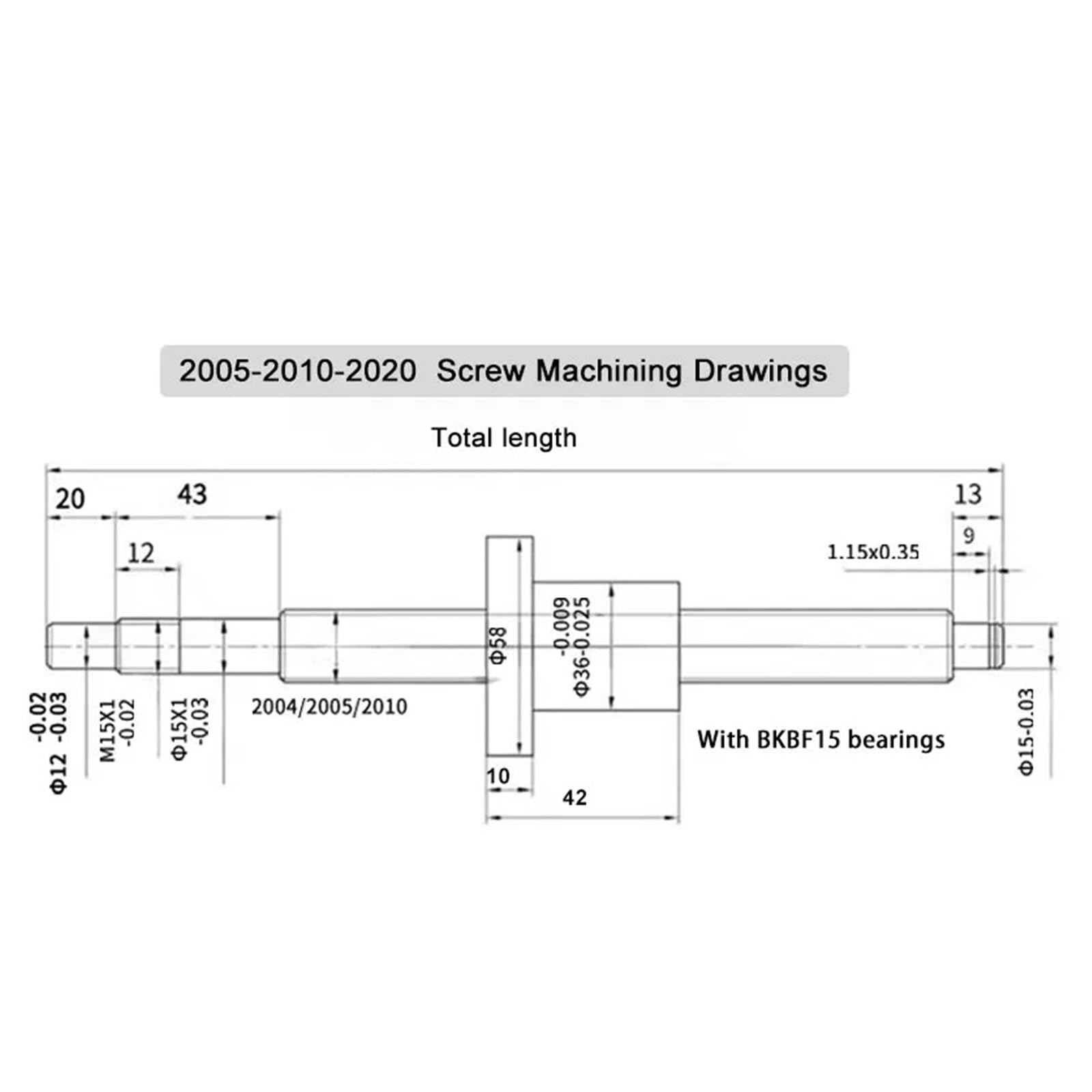 Metal Ball Screw nut end Processing Ball Screw SFU2010 300 400 500 600 700 800 900 1000mm+SFU2010 Nut Housing+ FK15 FF15 Support Block+Coupling(900mm)