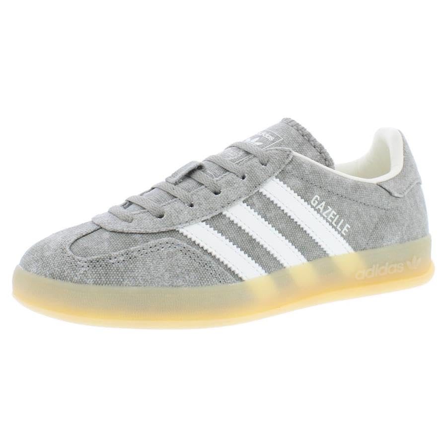 Image of adidas Gazelle Indoor Womens Shoes Size 9.5, Color: Silver Pebble /Off White /Gum 3