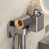 GSKQCRPR Haartrocknerhalter zur Wandmontage, 1 Stück, Bärenform, Gunmetal Grau, Edelstahl, Badezimmer-Organizer für Haarwerkzeuge Aufbewahrung & Styling-Zubehör