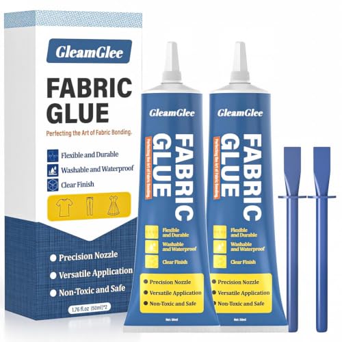 100ml Fabric Glue Extra Strong Permanent Fabric Adhesive for Clothes Repairs Leather Crafts Upholstery Material Textile Felt and Badges - Clear - 2 Pack