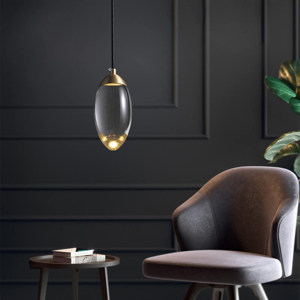 Kryształowa lampa wisząca LED Owalna wisząca lampa sufitowa Pojedyncza kuchnia wyspa Oprawa oświetleniowa, restauracja Sypialnia Jadalnia Bar Decor Zawieszone światła 3 tryb kolorów