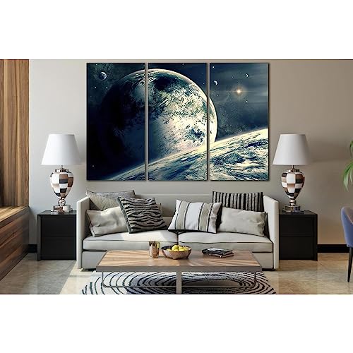 Impression sur toile planètes mystérieuses ZELLART tableau 3 panneaux salon
