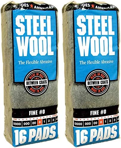 Rhodes American Coarse Grade #0 Steel Wool, 16 Pads (Pack of 2, 32 Pads Total), Use for Cleaning, Polishing, Buffing, Refinishing, Gentle Abrasiveness
