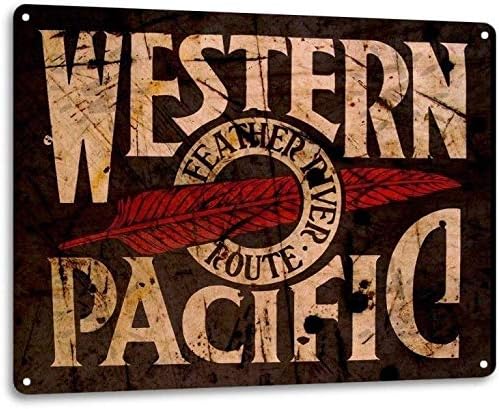 Western Pacific Railway Logo Train Railroad Retro Wall Art Decor Metal Tin Sign 8x12 Inches
