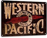 Western Pacific Railway Logo Train Railroad Retro Wall Art Decor Metal Tin Sign 8x12 Inches
