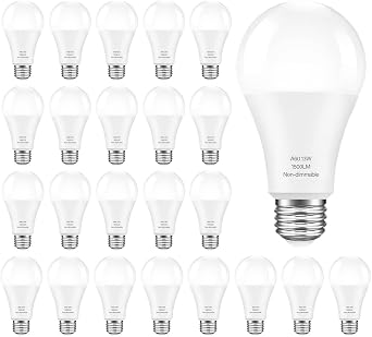 LEDERA LED Light Bulbs, 100W Equivalent A19 LED Bulbs, 13 Watt Daylight White 5000K, E26 Medium Base LED Bulbs, 1500 Lumens, Non-Dimmable, 24 Packs