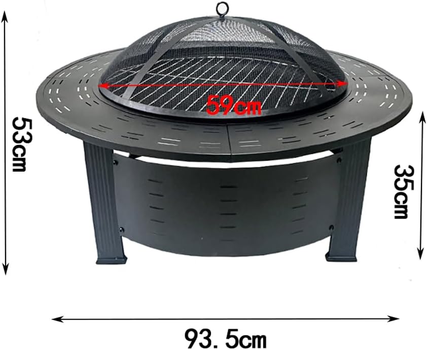 Fire Pit Table Round Metal Stove for Patio, Backyard, Garden | Multifunctional Outdoor Fireplace, Barbecue Stove Table Smokeless Charcoal Rack for Camping, Heating, Bonfire & Picnic,